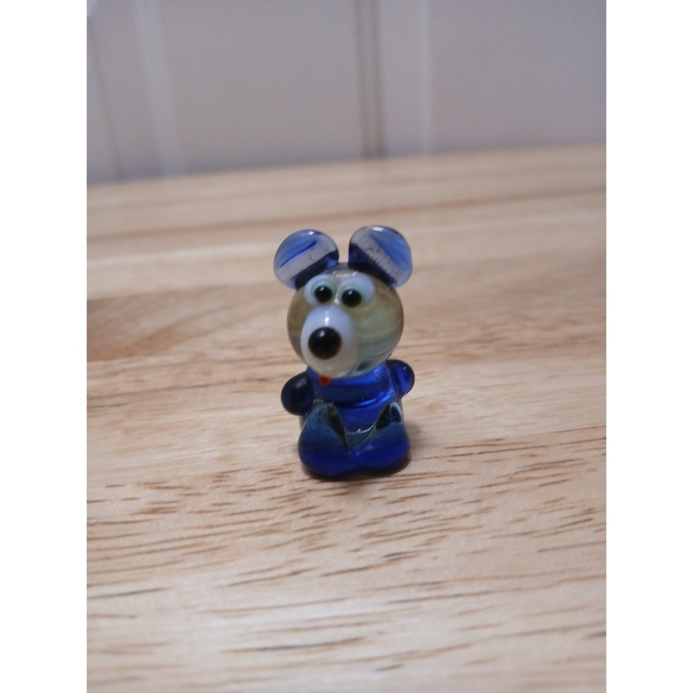 Miniature Glass Mouse Figure Vintage Figurine 1.25 Inches Tall